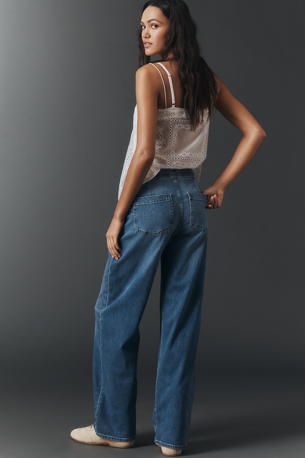 AG Adria High Rise Drawstring Wide Leg Jeans