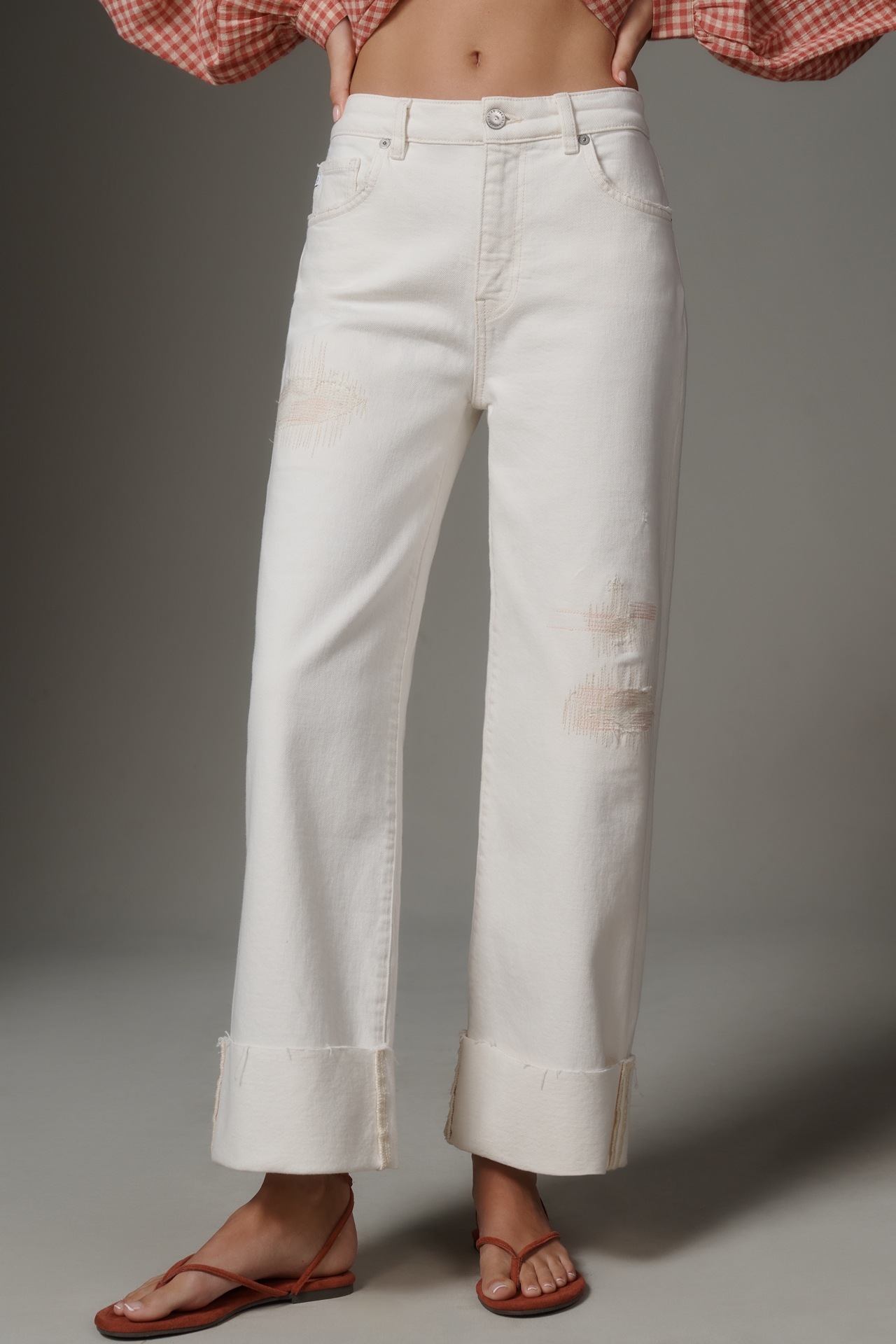 AG Saige High-Rise Cuffed Crop Wide-Leg Jeans