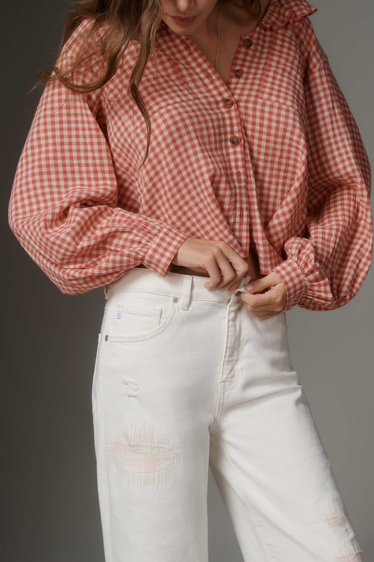 AG Saige High-Rise Cuffed Crop Wide-Leg Jeans