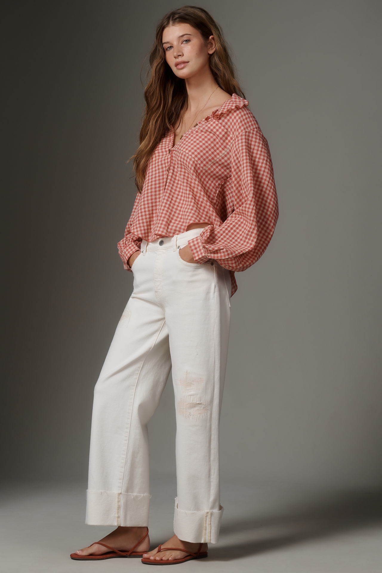 AG Saige High-Rise Cuffed Crop Wide-Leg Jeans