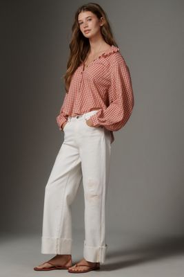 AG Saige High-Rise Cuffed Crop Wide-Leg Jeans