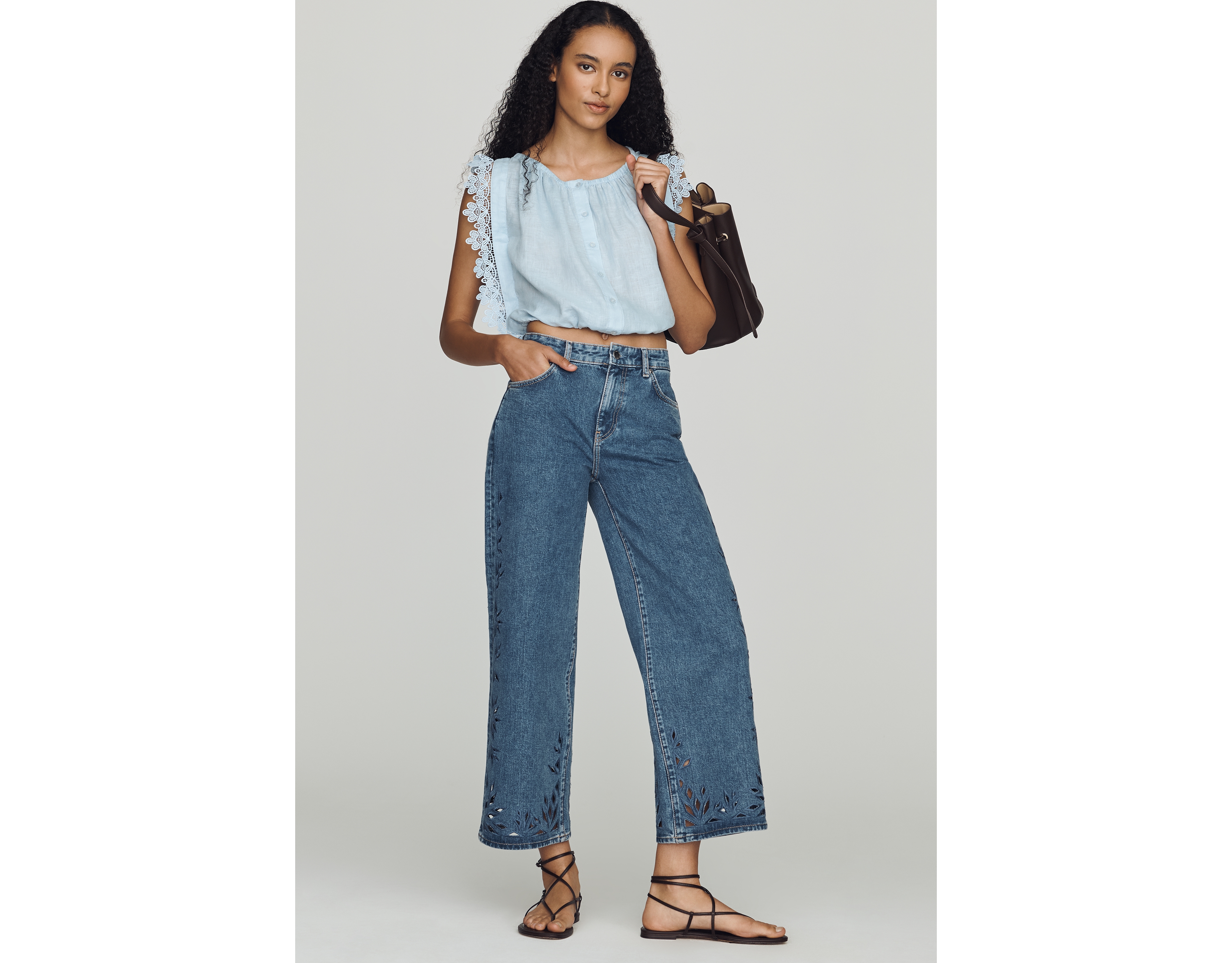 AG Saige Mid-Rise Crop Wide-Leg Jeans