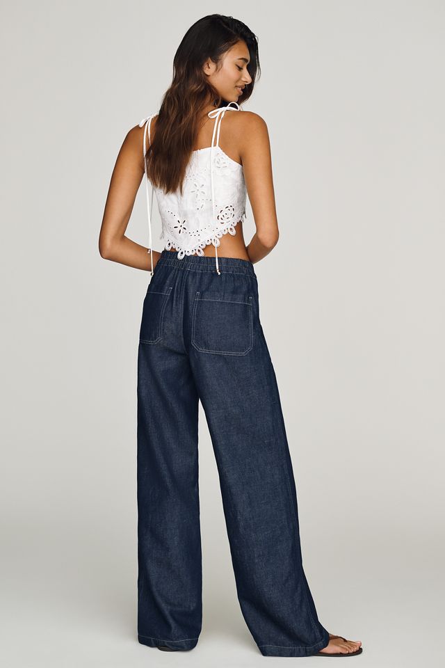 AG Adria Cinched Mid-Rise Wide-Leg Jeans #3