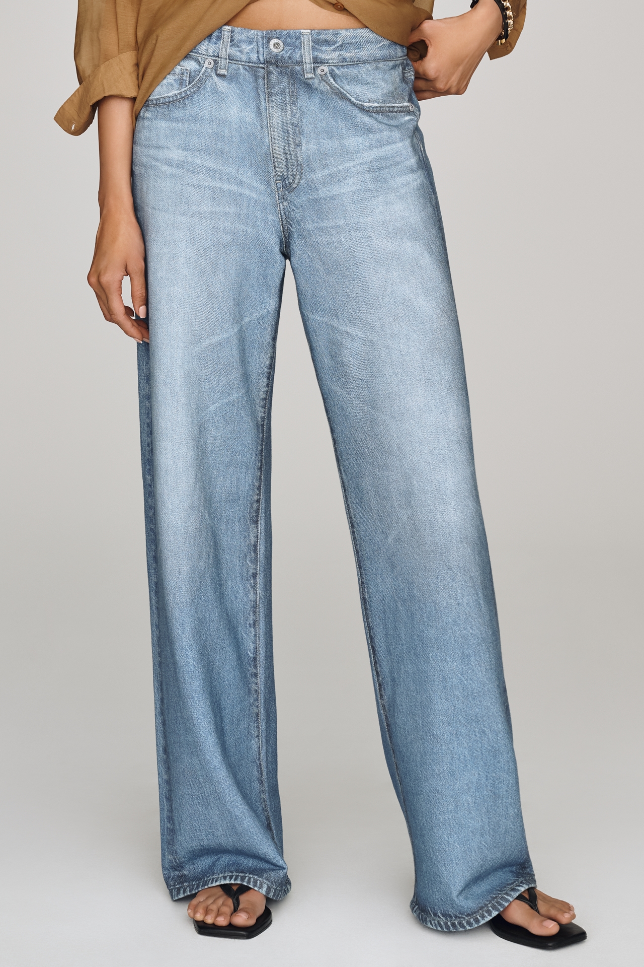 AG Adria Mid-Rise Wide-Leg Sweatpant Jeans