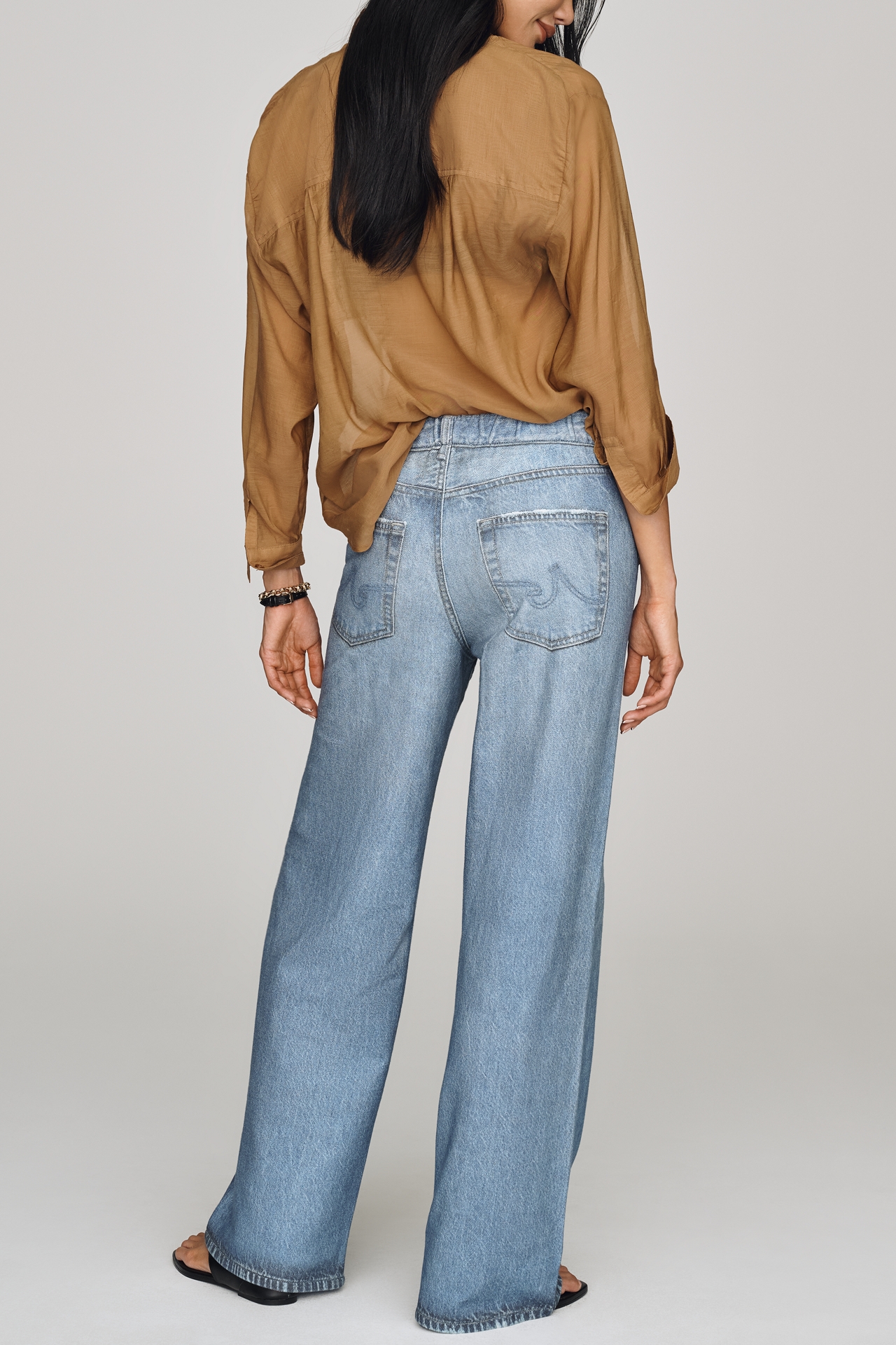 AG Adria Mid-Rise Wide-Leg Sweatpant Jeans