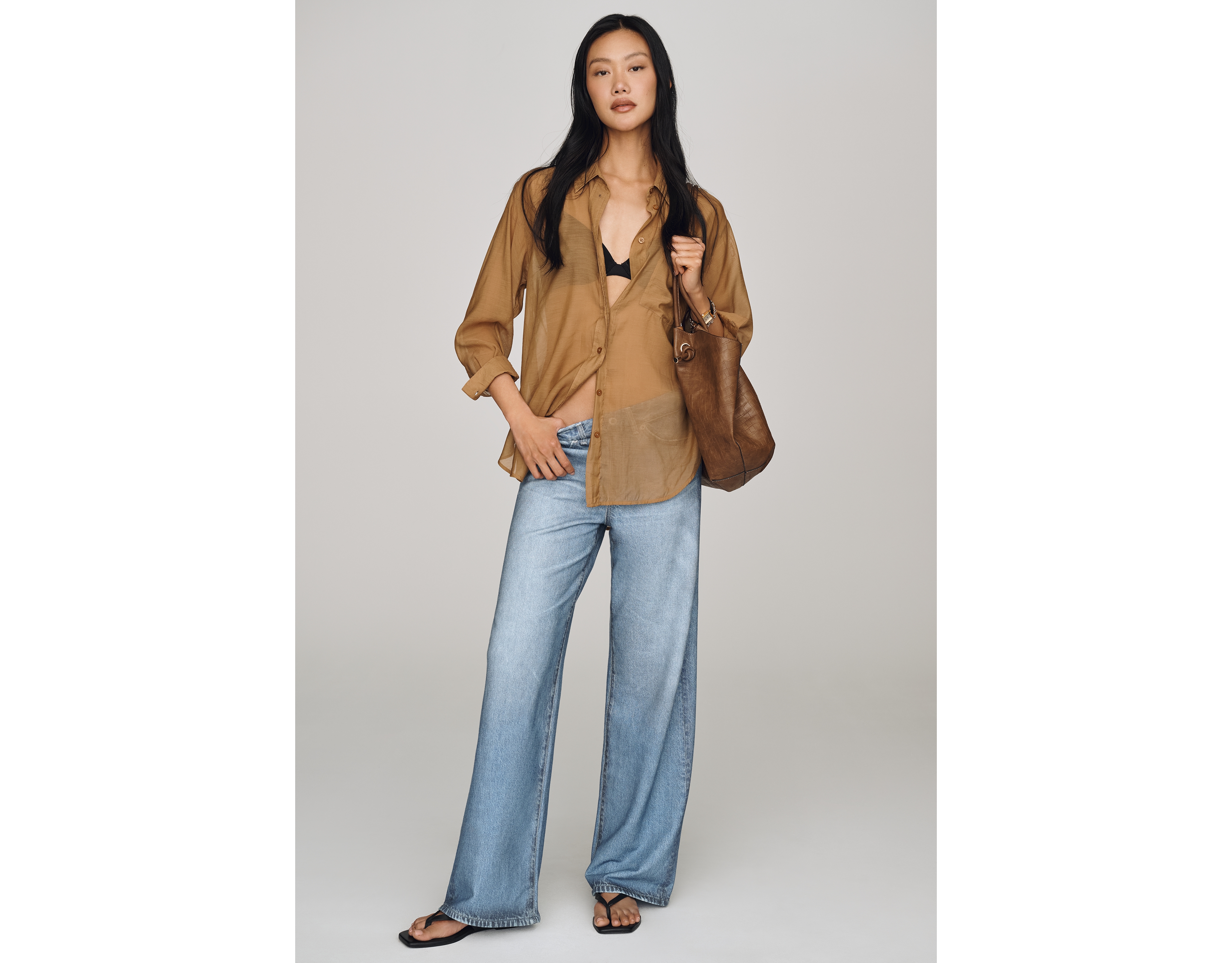 AG Adria Mid-Rise Wide-Leg Sweatpant Jeans