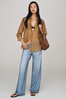 AG Adria Mid-Rise Wide-Leg Sweatpant Jeans