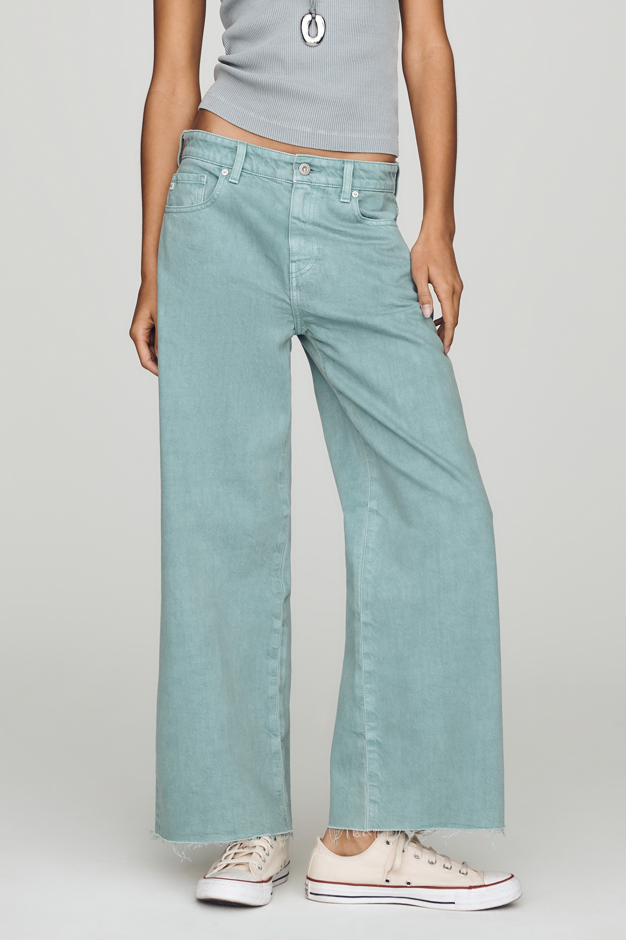 AG Saige Mid-Rise Cropped Wide-Leg Jeans