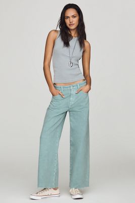 AG Saige Mid-Rise Cropped Wide-Leg Jeans