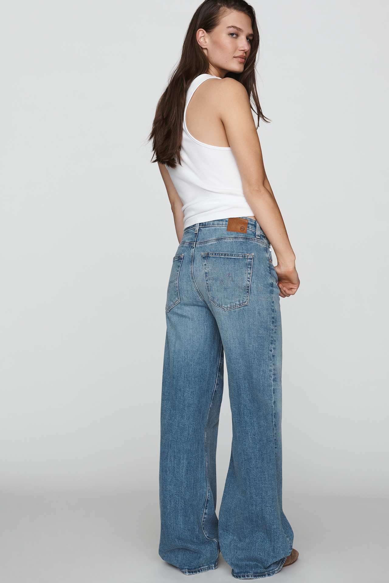 AG Saige Mid-Rise Wide-Leg Jeans