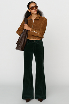AG Jeans Georgie Velvet Mid Rise Flare Jeans by Anthropologie