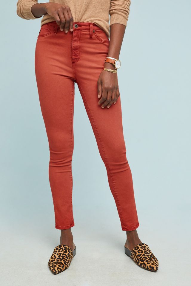 AG The Abbey Sateen High-Rise Skinny Ankle Jeans