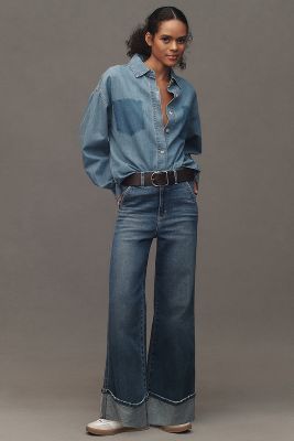 Shop Joe's Jeans Trixie Cuffed Trouser High-rise Wide-leg Jeans In Blue