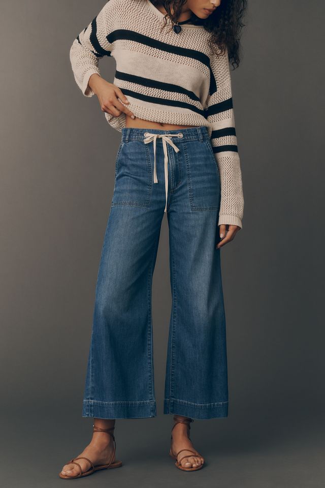 Joe's Jeans Madeline Drawstring High-Rise Wide-Leg Jeans