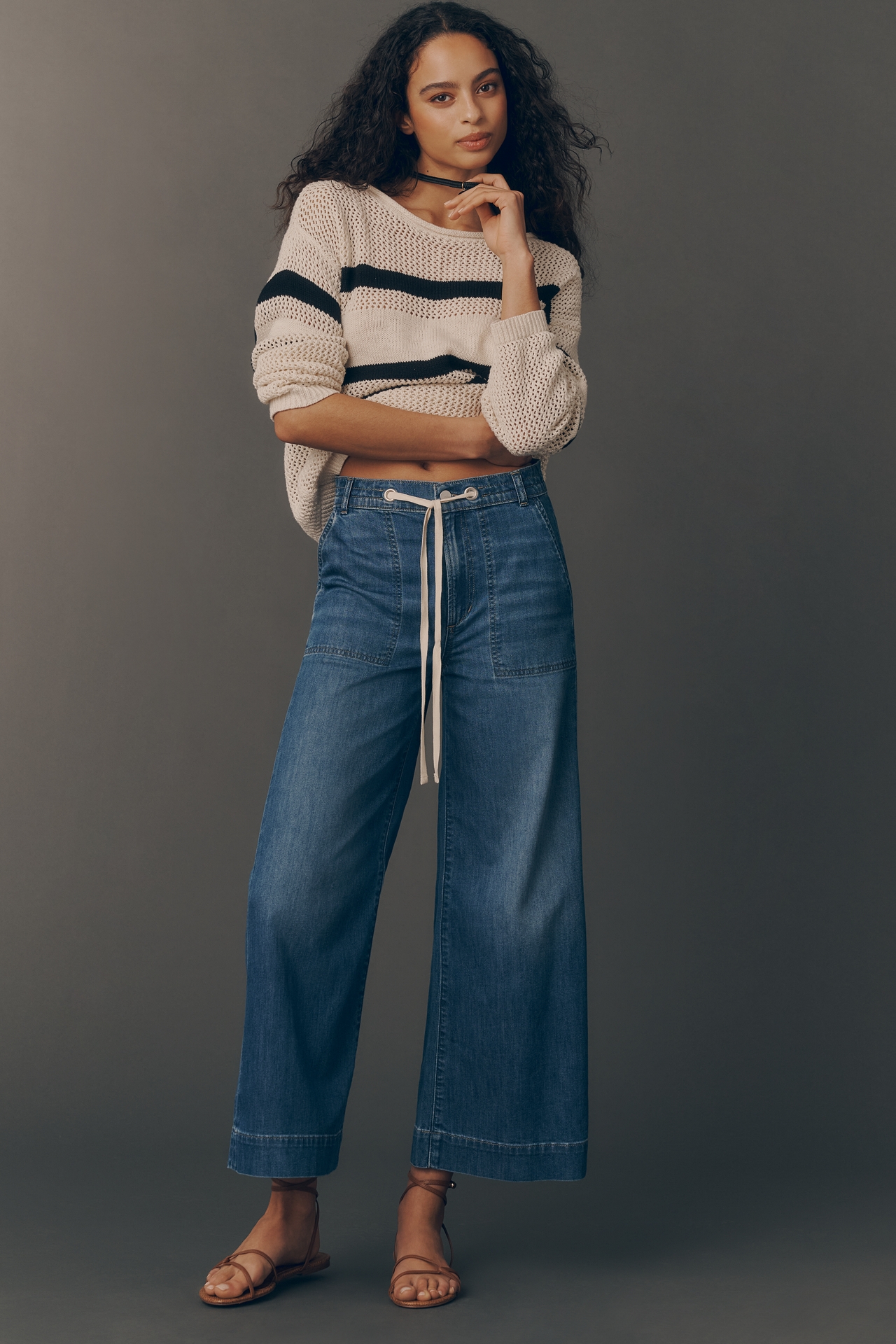 Joe's Jeans Madeline Drawstring High-Rise Wide-Leg
