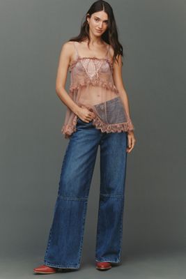 Joe's Jeans Seamed Harlowe High-Rise Trouser Wide-Leg Jeans