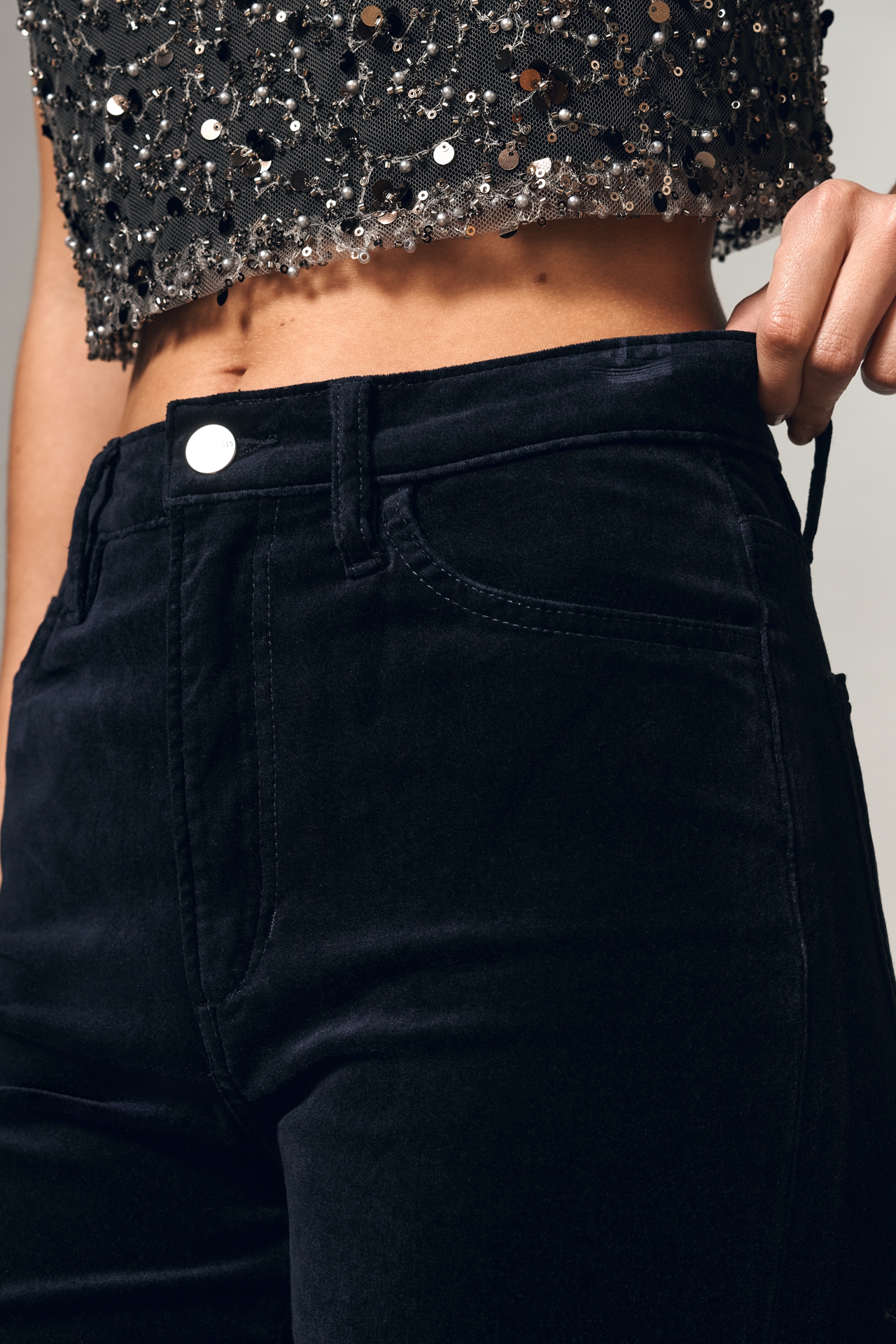 Joe's Jeans The Mia Velvet High-Rise Wide-Leg