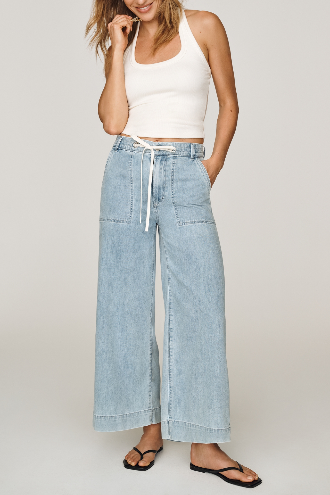 Joe's Jeans Madeline High-Rise Wide-Leg Drawstring
