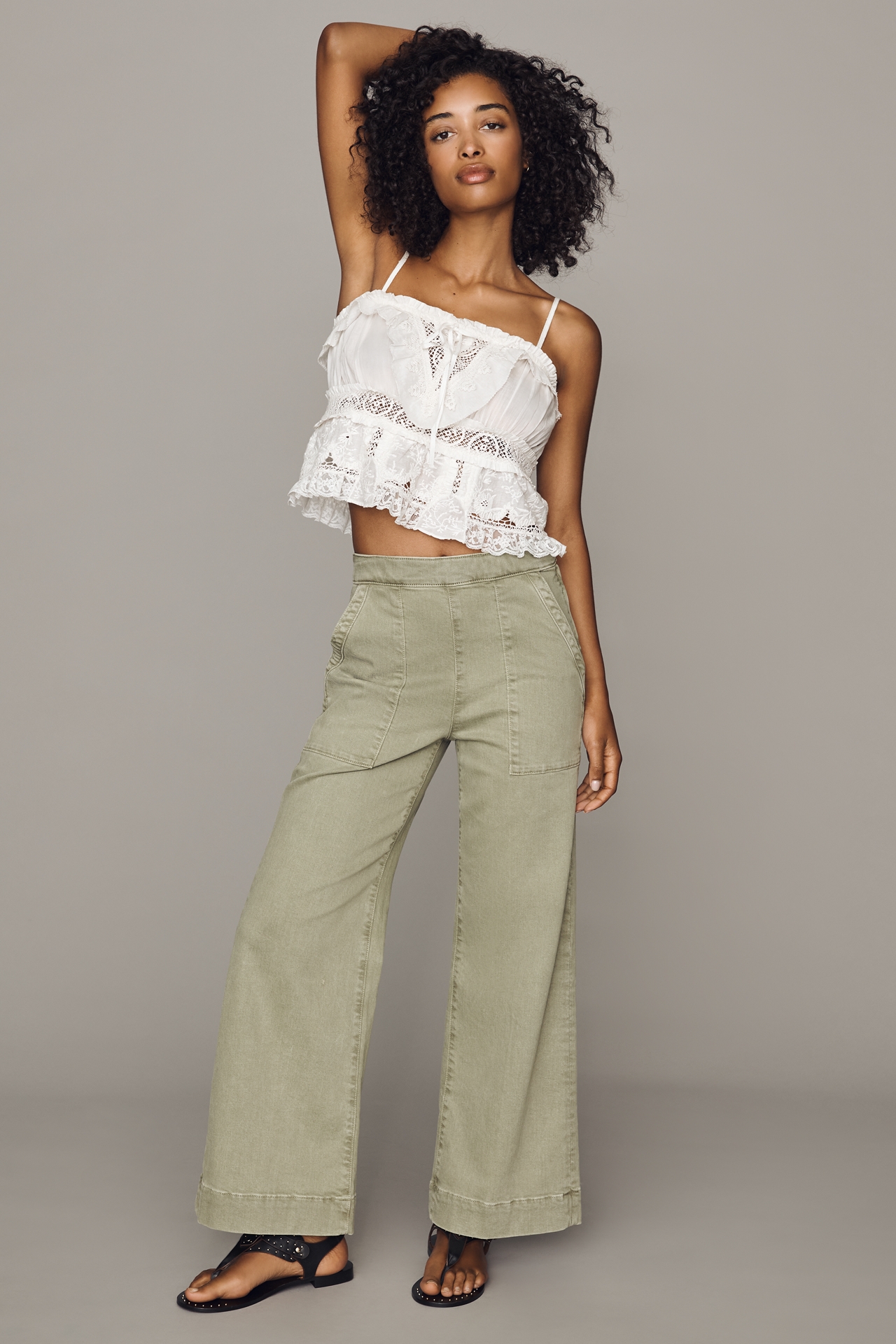 Joe's Jeans Side-Zip High-Rise Wide-Leg Ankle