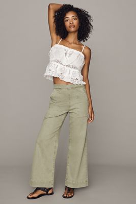 Joe's Jeans Side-Zip High-Rise Wide-Leg Ankle Jeans