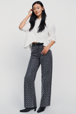 Joe's Jeans Harlowe Studded High Rise Wide Leg Jeans by Anthropologie