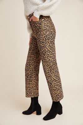 ribcage leopard print corduroy jeans