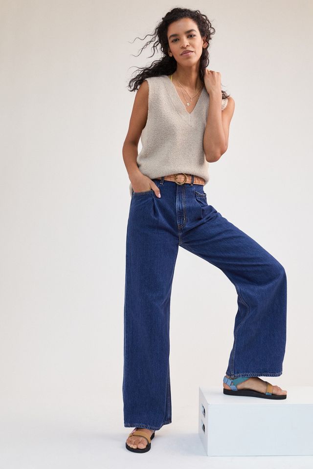 Introducir 37+ imagen levi’s ultra high-rise pleated wide-leg jeans