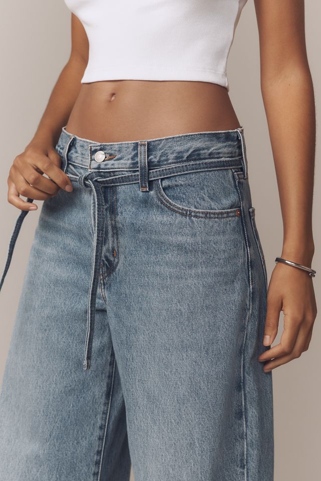 【送料&関税込】Levi's Wide Leg Tie Waist Jeans Levis XL Straight Mid-Rise Wide-Leg Tie-Waist Jeans