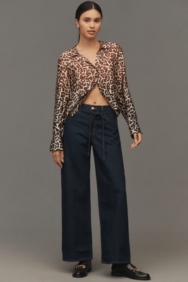 Levi's Xl Straight High-rise Wide-leg Tie-waist Jeans In Blue
