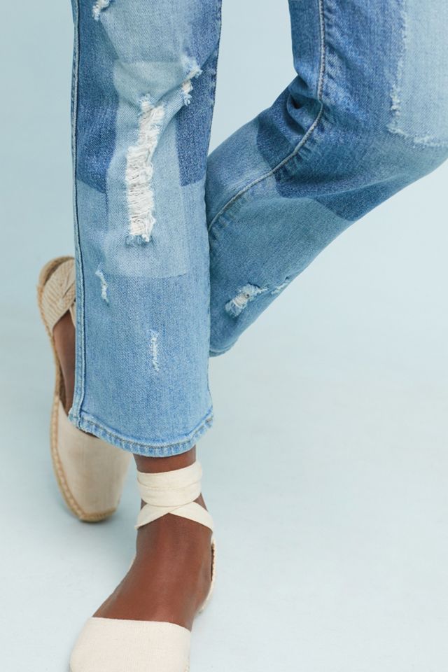 7 For All Mankind Edie High-Rise Patchwork Straight Ankle Jeans #3