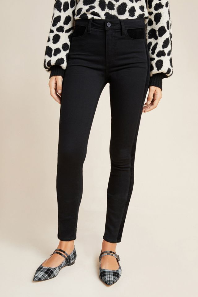Paige Hoxton Velvet-Paneled High-Rise Skinny Jeans #3
