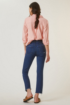 PAIGE Women's Cindy Raw Hem High Rise Ultra Skinny Jeans – Distressed Light Wash, Vintage Fit