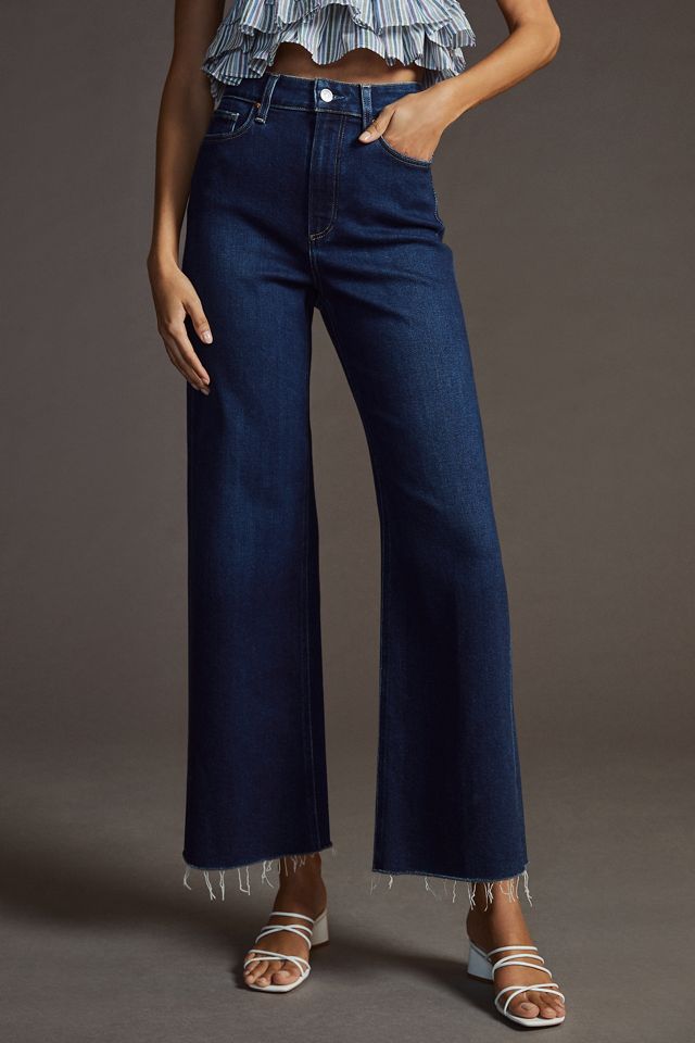 Paige Anessa High Rise Raw-Hem Wide-Leg Jeans #1