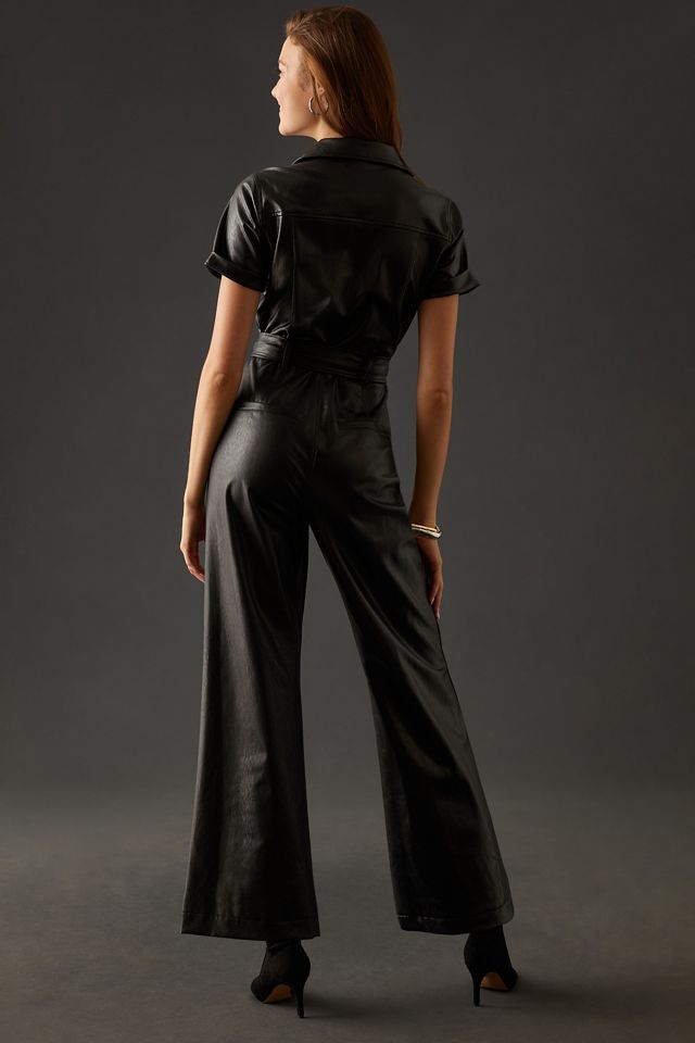 Paige Anessa Faux Leather Jumpsuit | Anthropologie