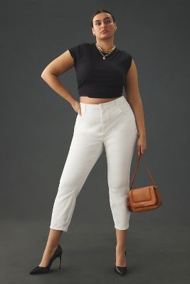 Paige Hoxton Mid-rise Crop Skinny Jeans In White