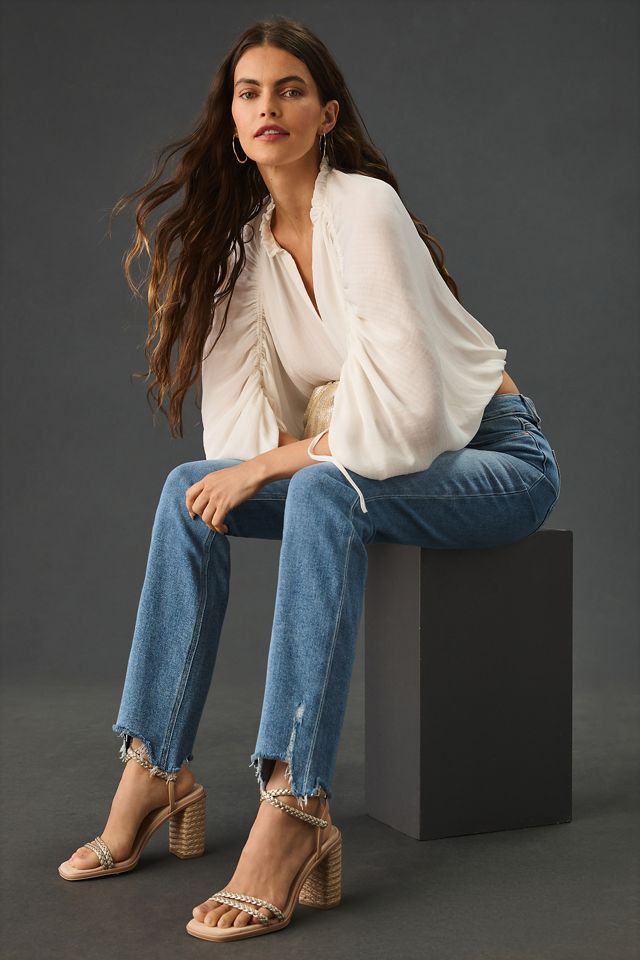PAIGE Cindy High-Rise Raw Hem Straight Leg Jeans #4