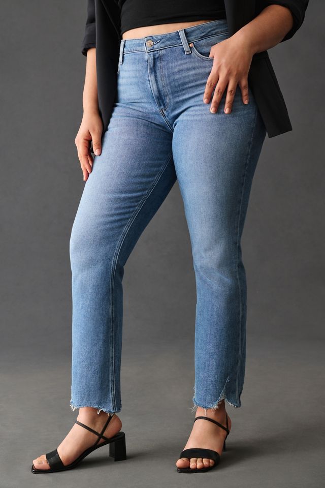 PAIGE Cindy High-Rise Raw Hem Straight Leg Jeans