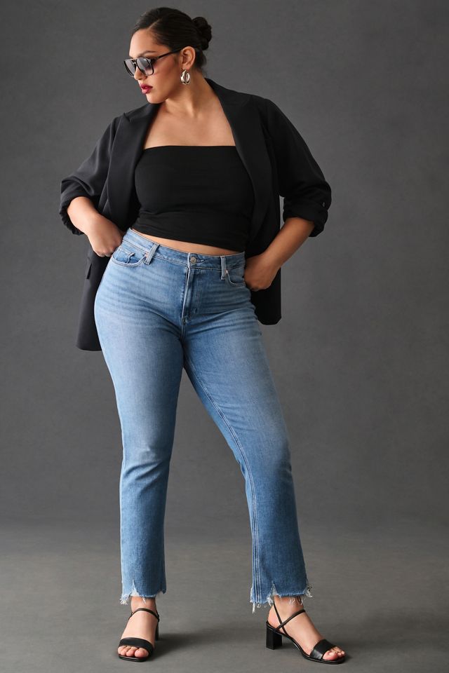 PAIGE Cindy High-Rise Raw Hem Straight Leg Jeans #5