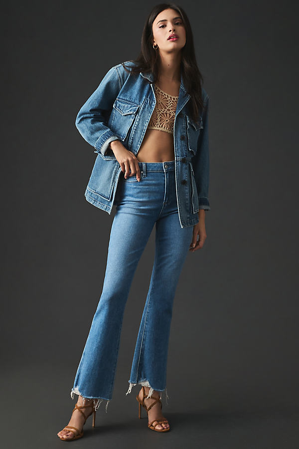 Paige Claudine High-rise Crop Flare Jeans In Blue