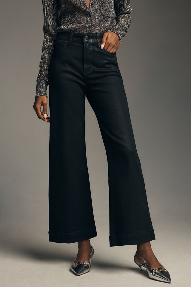 PAIGE Anessa Coated High-Rise Crop Wide-Leg Jeans #1