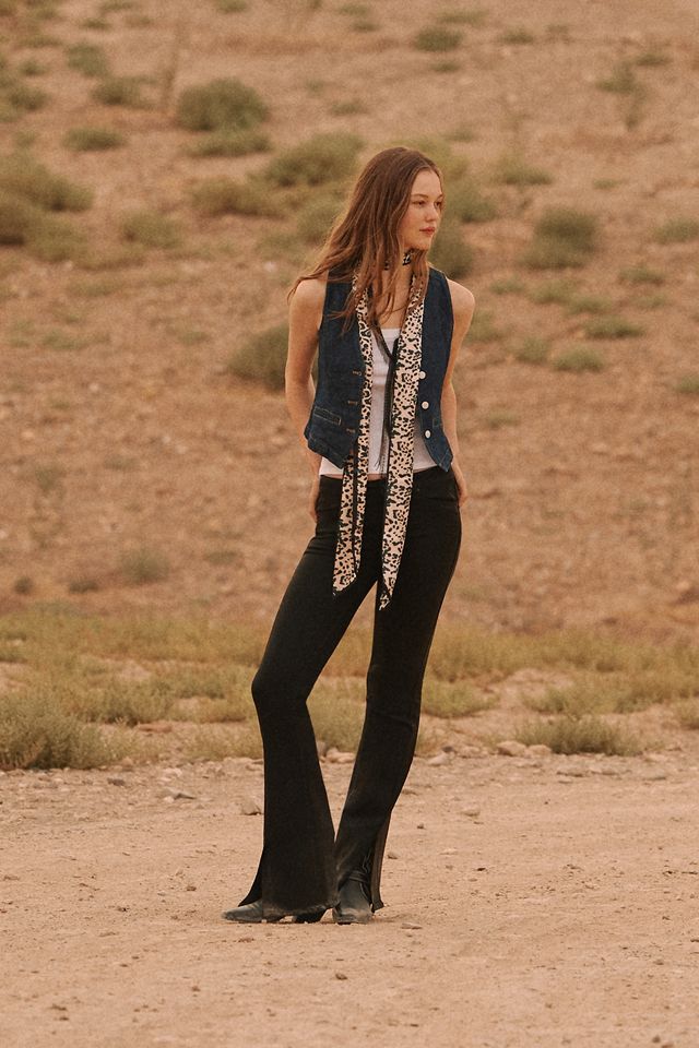 PAIGE Lou Lou Velvet High Waist Flare Pants Black Size 25