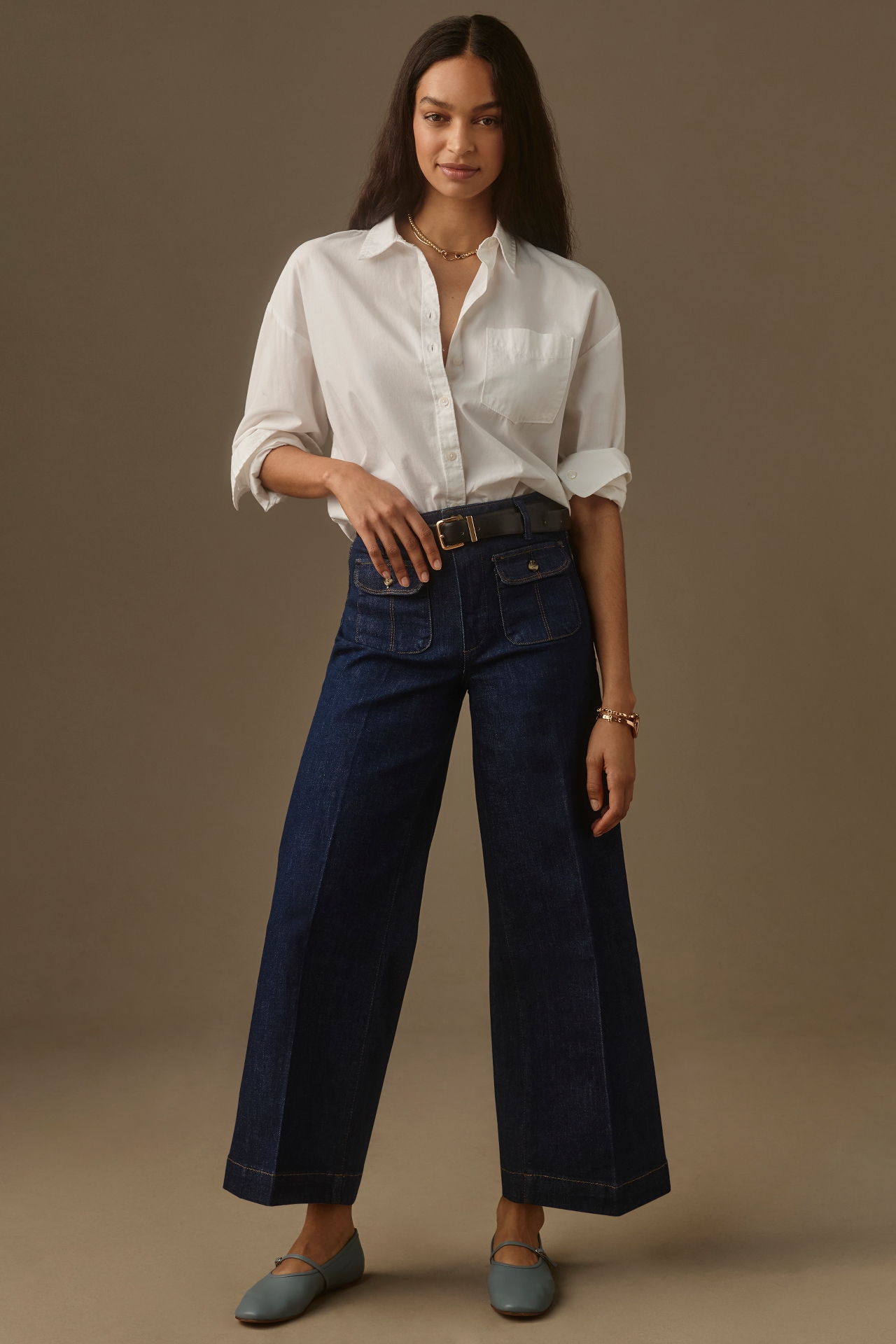 PAIGE Harper Ankle High-Rise Wide-Leg Jeans