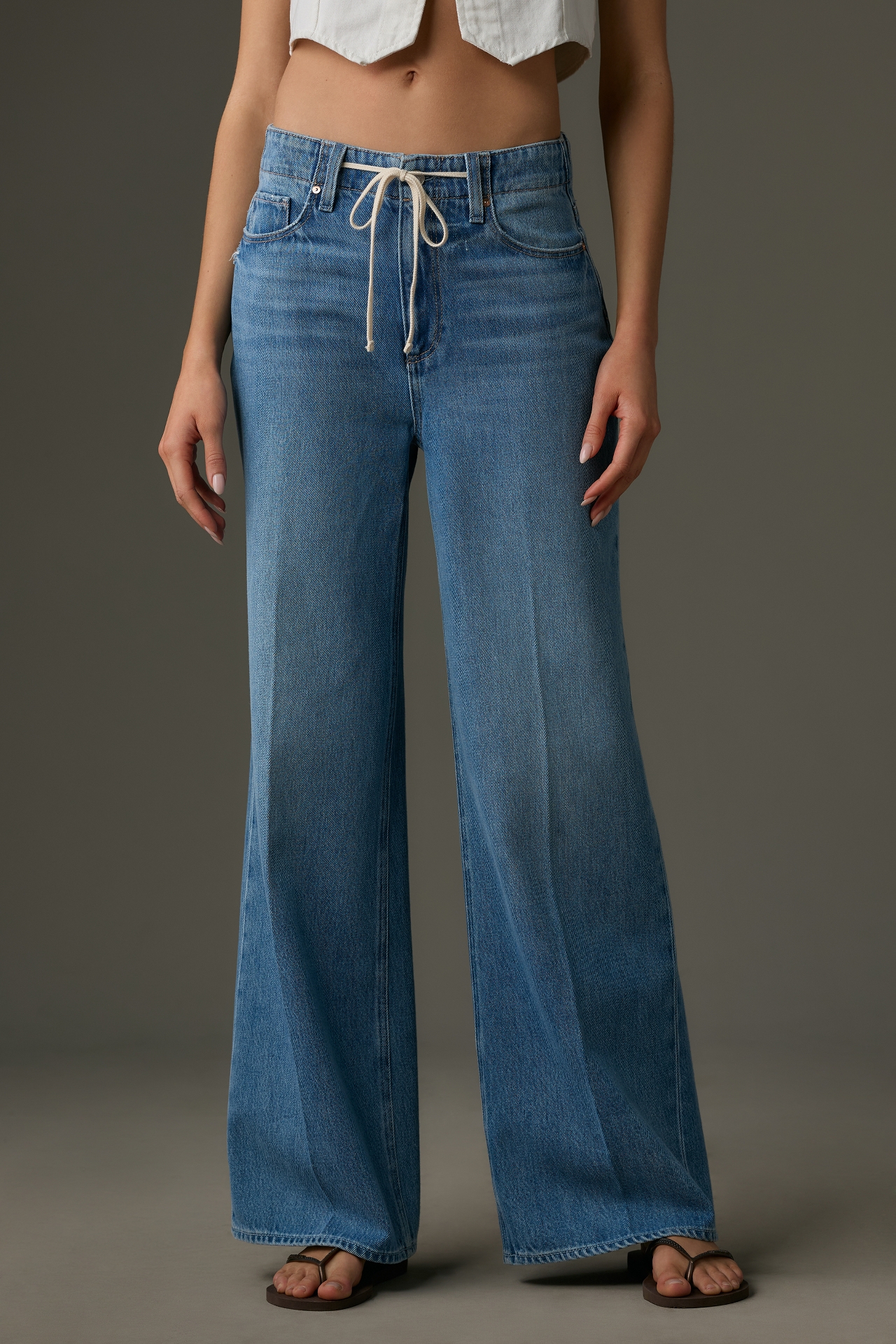 PAIGE Zoe High-Rise Tie-Waist Wide-Leg Jeans