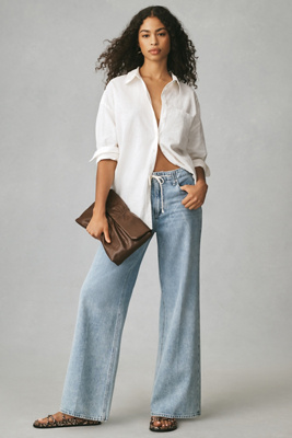 Shop Paige Zoe High-rise Tie-waist Wide-leg Jeans In Blue