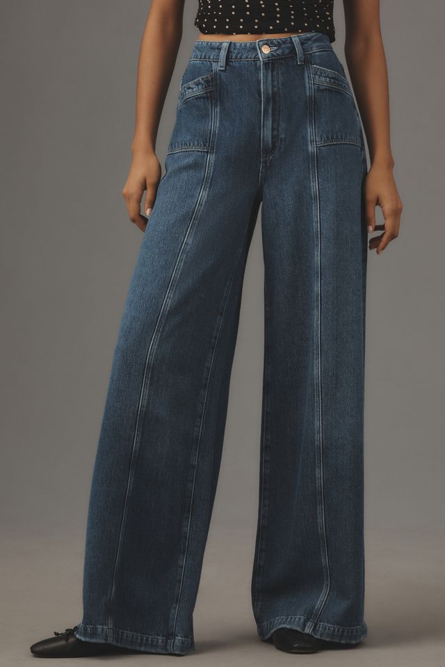 PAIGE Portia Seamed High-Rise Wide-Leg Jeans #1