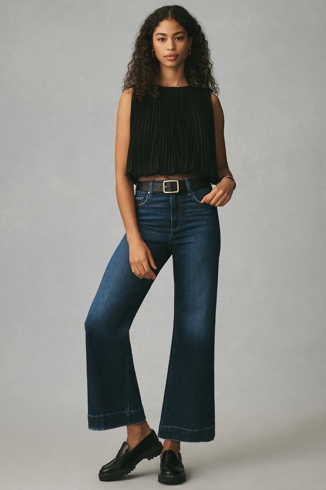 NWT! Anthropologie Paige Anessa wide leg cheapest crop jeans ankle petite 28 dark blue