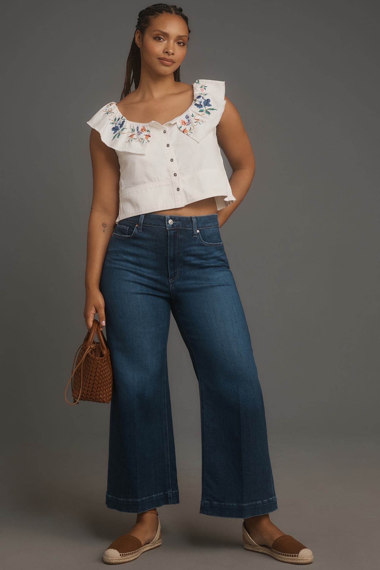PAIGE The Anessa High-Rise Crop Wide-Leg Jeans
