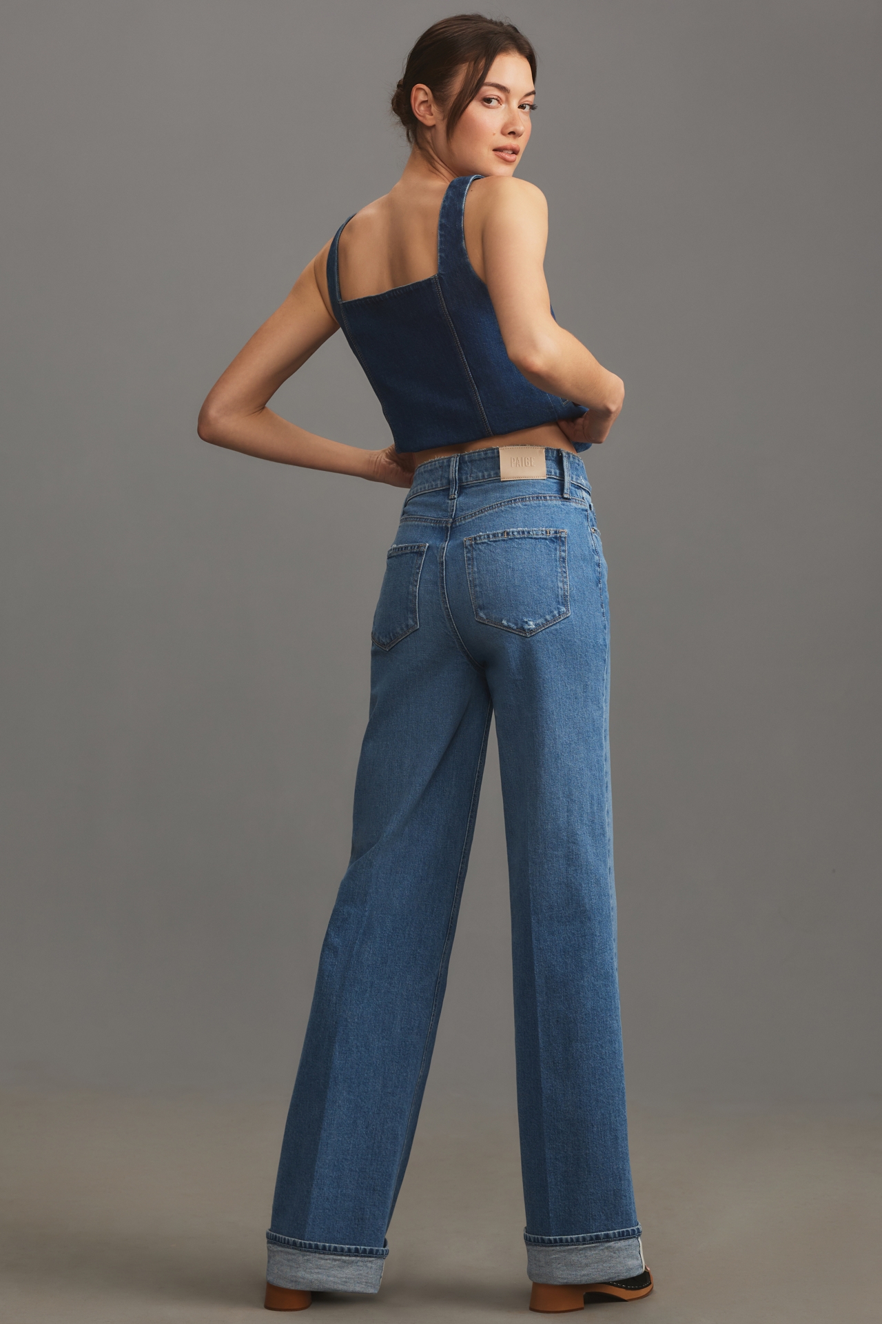 PAIGE Sasha Cuffed High-Rise Wide-Leg Jeans