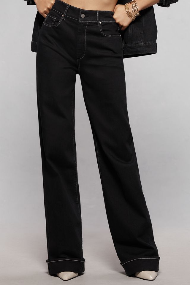 PAIGE Sasha High-Rise Wide-Leg Seamed Cuffed Jeans #2