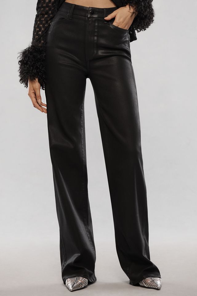 PAIGE Sasha Coated High-Rise Wide-Leg Jeans #1